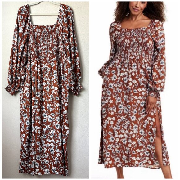 La ligne x Target Dresses & Skirts - La Ligne x Target 2X Boho Floral Print Long Sleeve Midi Dress